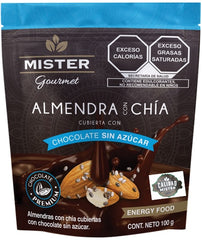 Almendra con Chía Cubierta con Chocolate sin Azúcar (100g)