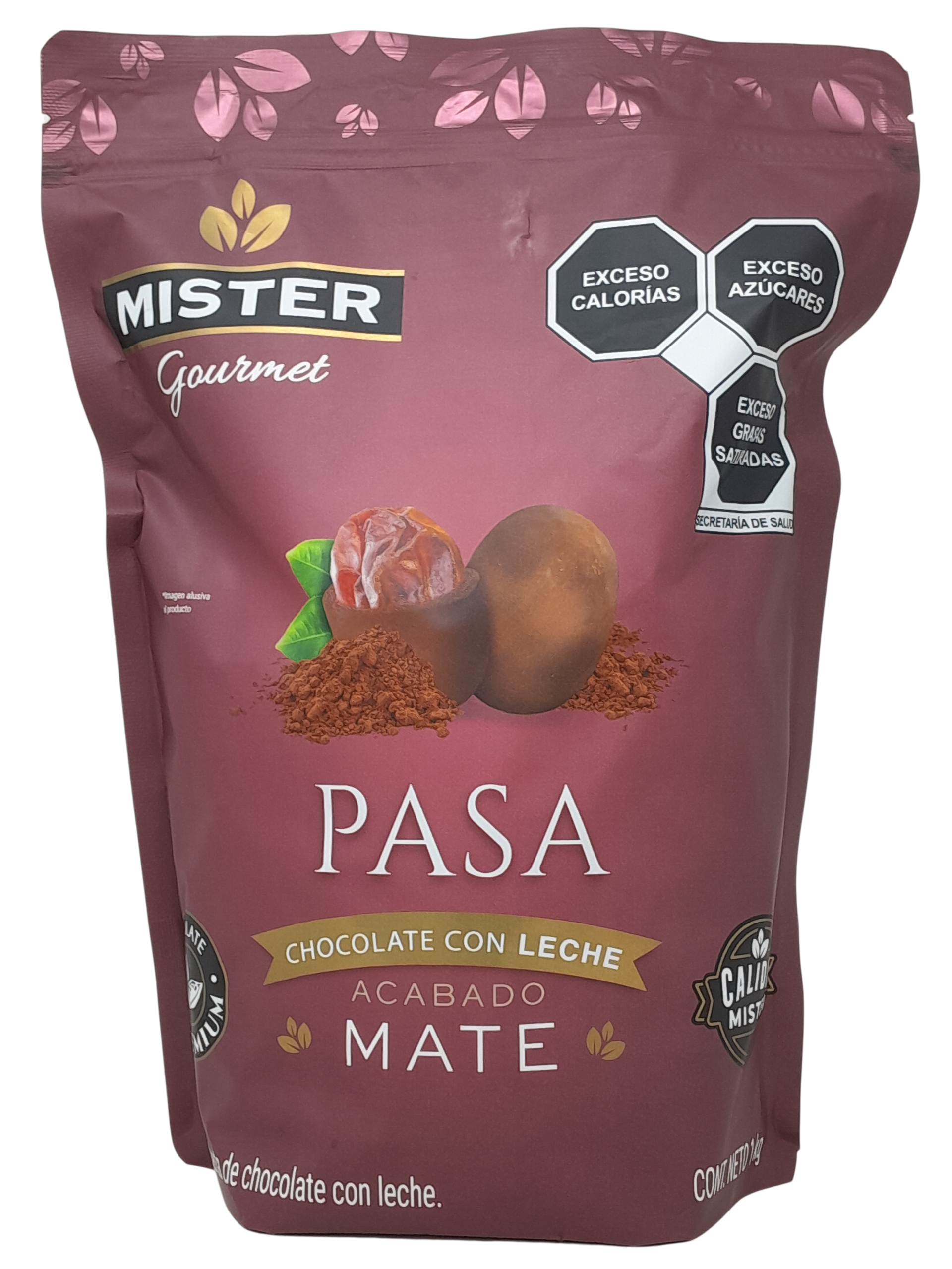 Pasa con chocolate con leche acabado mate 1kg