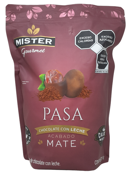 Pasa con chocolate con leche acabado mate 1kg